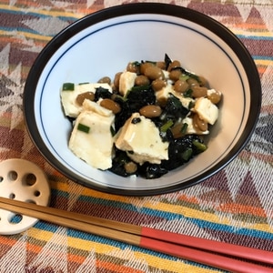 納豆と豆腐のたっぷりネギ海苔和え
